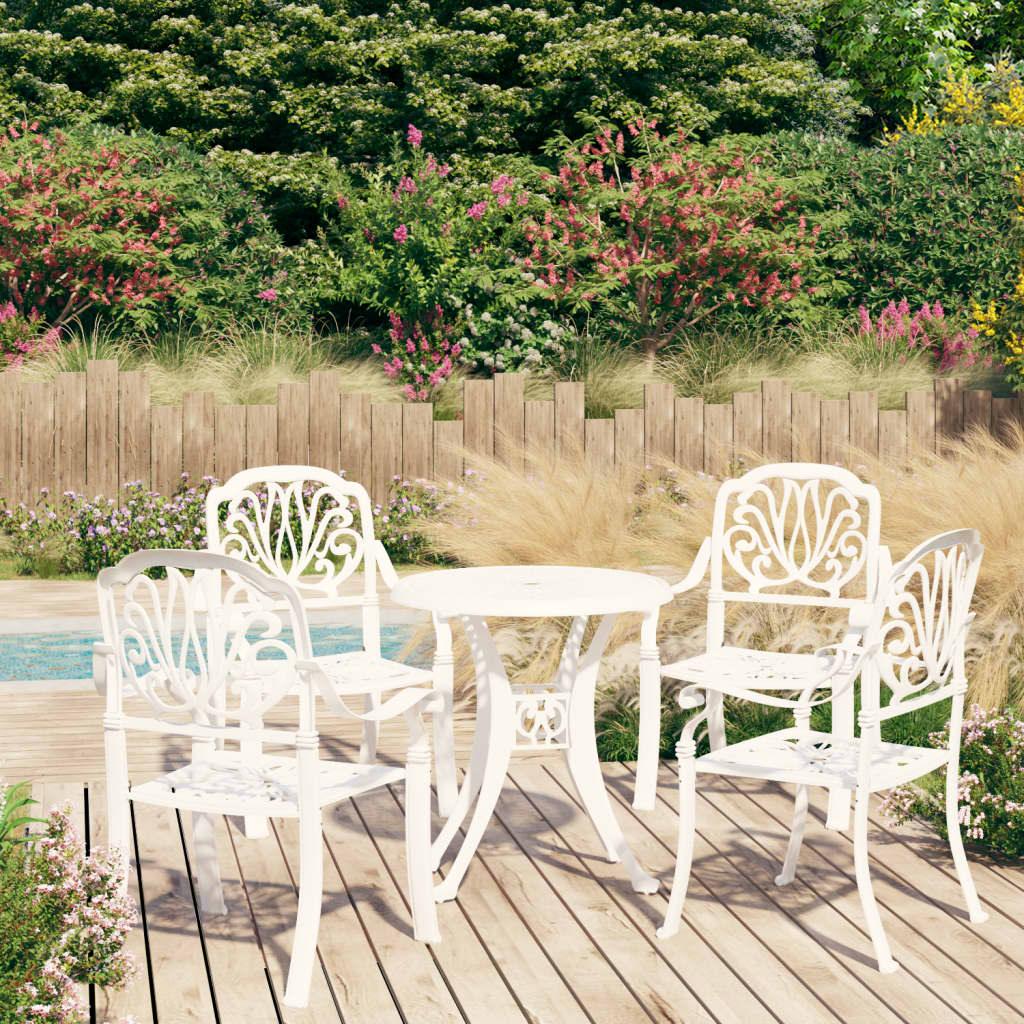 5 Piece Bistro Set Cast Aluminum White at Set Shop and Smile
