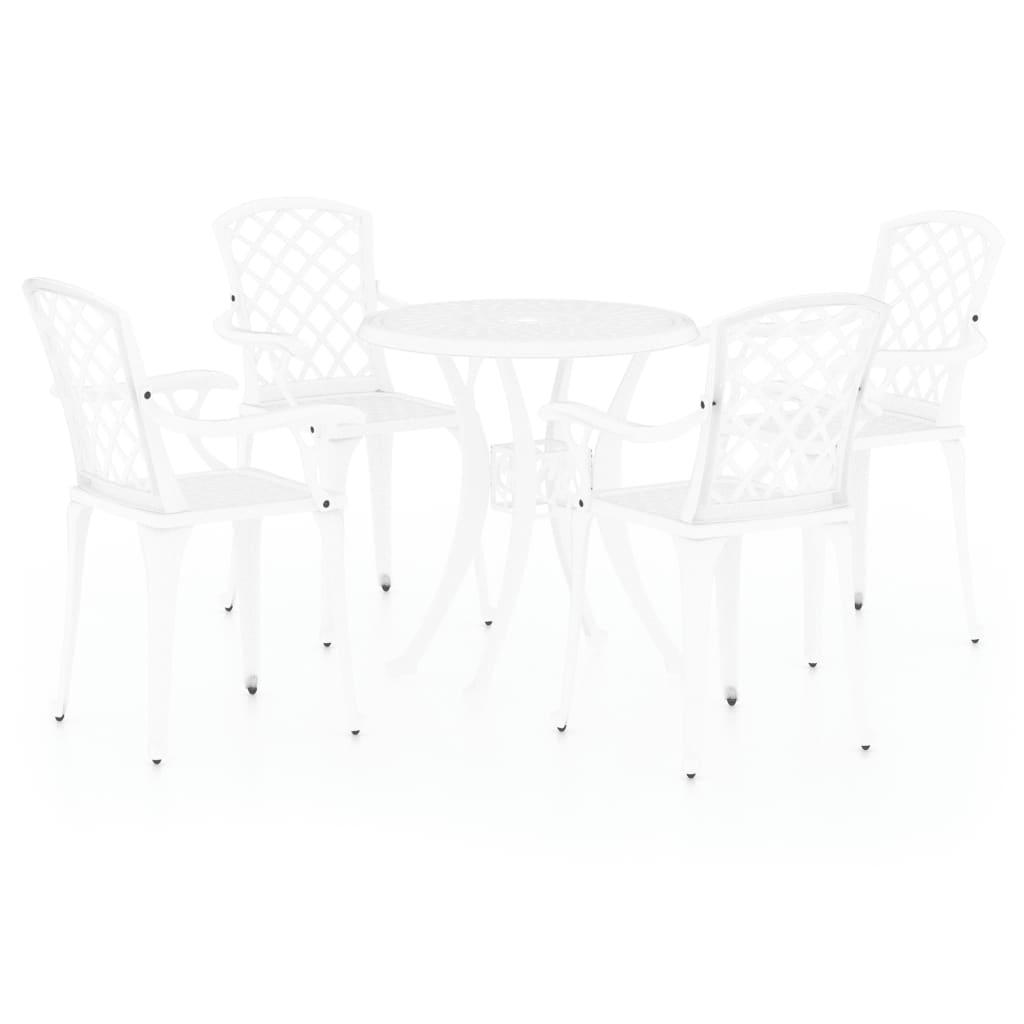 5 Piece Bistro Set Cast Aluminum White at Set Shop and Smile