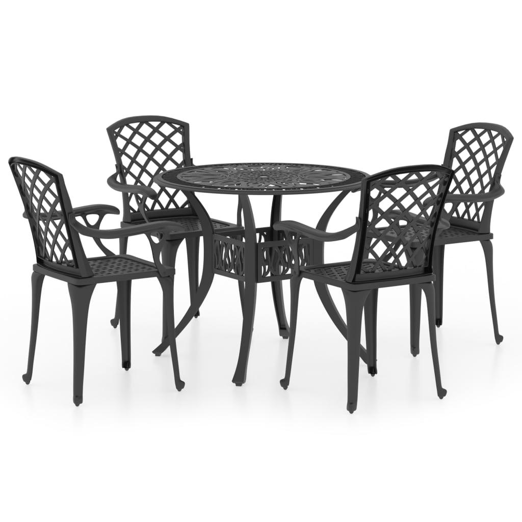 5 Piece Bistro Set Cast Aluminum Black at Set Shop and Smile