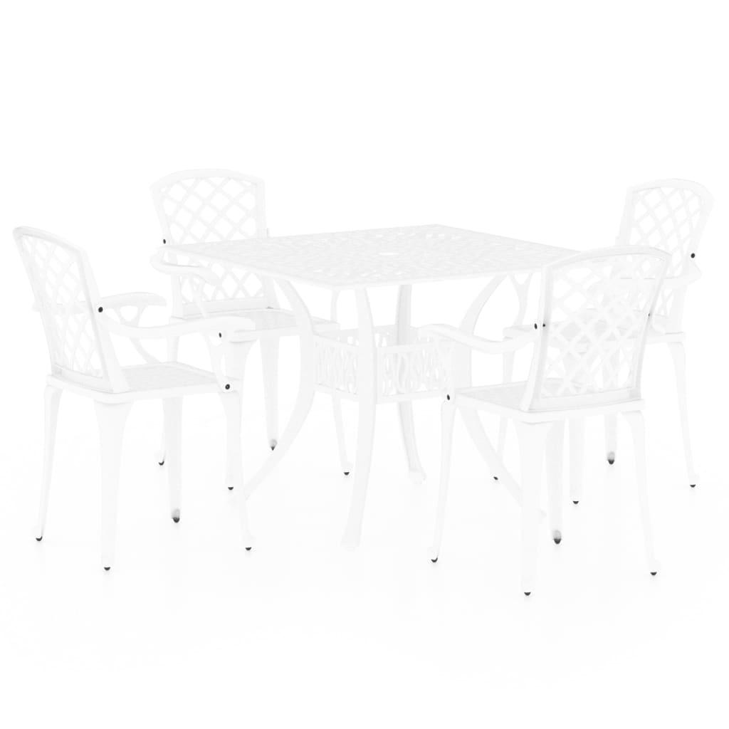 5 Piece Bistro Set Cast Aluminum White at Set Shop and Smile