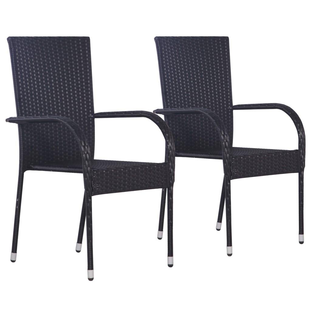 3 Piece Patio Dining Set Poly Rattan Black at Set Shop and Smile