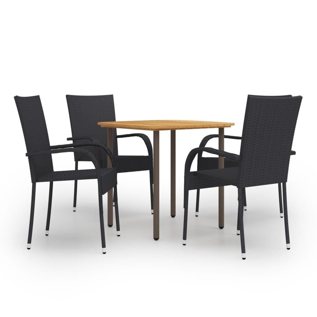 5 Piece Patio Dining Set Poly Rattan Black at Set Shop and Smile