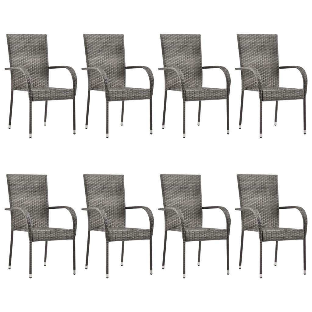 9 Piece Patio Dining Set Poly Rattan Gray at Set Shop and Smile