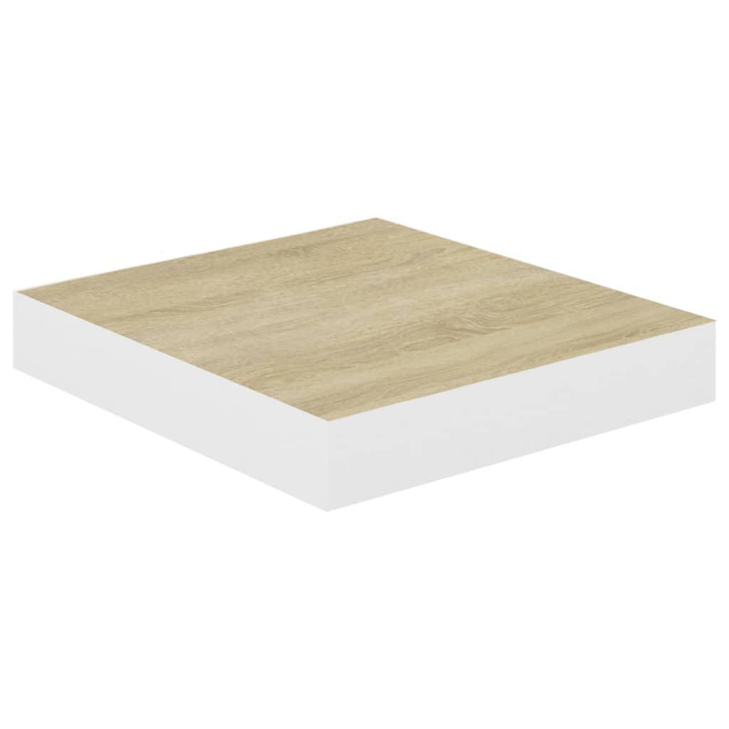 Floating Wall Shelf Oak and White 9.1"x9.3"x1.5" MDF at Set Shop and Smile