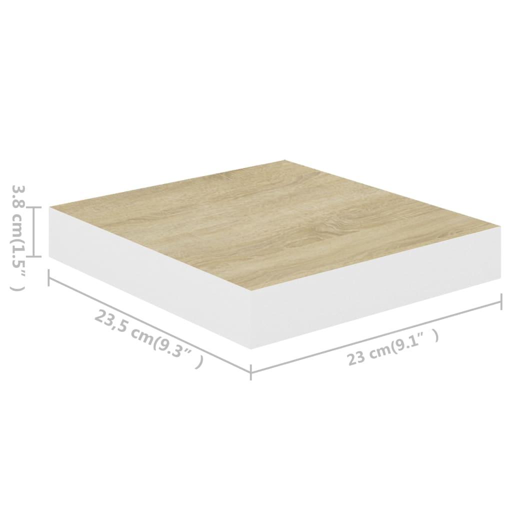 Floating Wall Shelf Oak and White 9.1"x9.3"x1.5" MDF at Set Shop and Smile