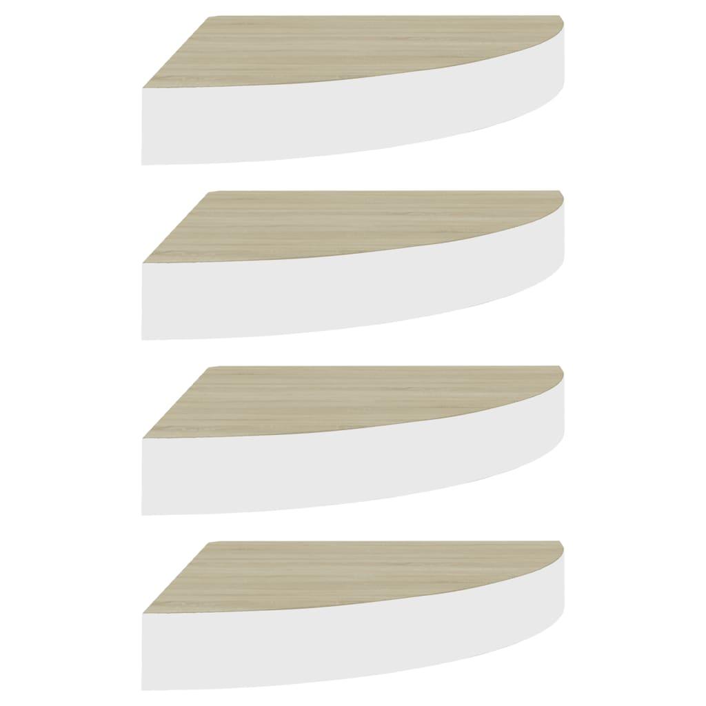 Wall Corner Shelves 4 pcs Oak and White 13.7"x13.7"x1.4" MDF at Set Shop and Smile