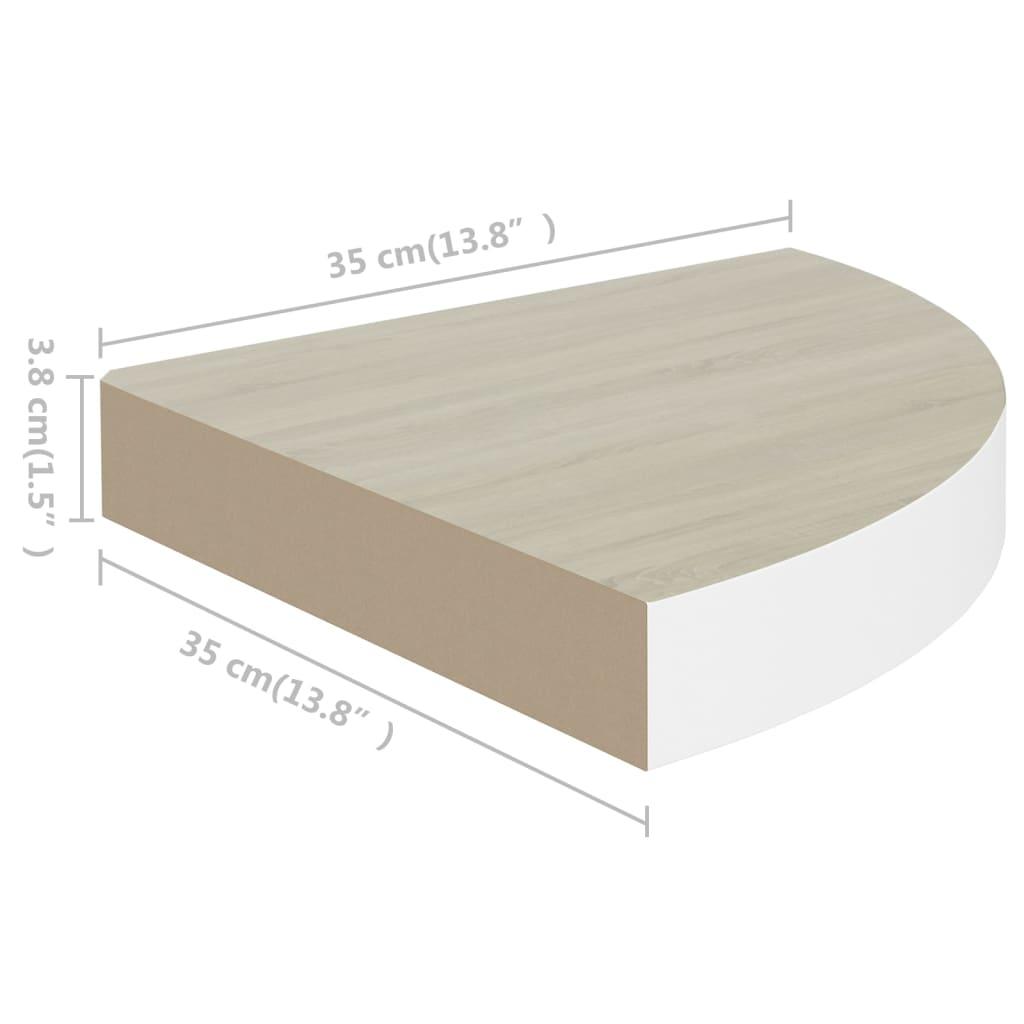 Wall Corner Shelves 4 pcs Oak and White 13.7"x13.7"x1.4" MDF at Set Shop and Smile