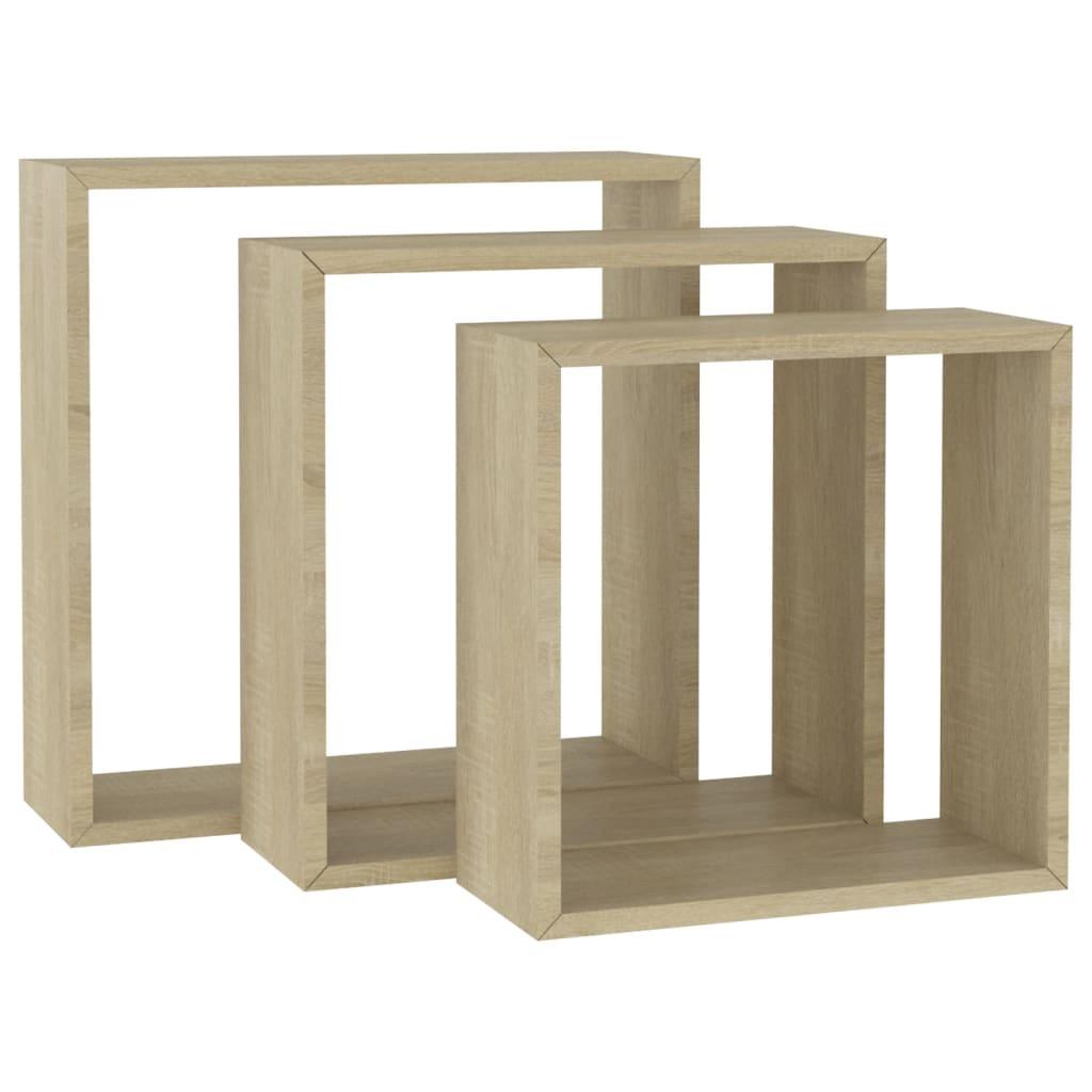 Wall Cube Shelves 3 pcs Sonoma Oak at Set Shop and Smile