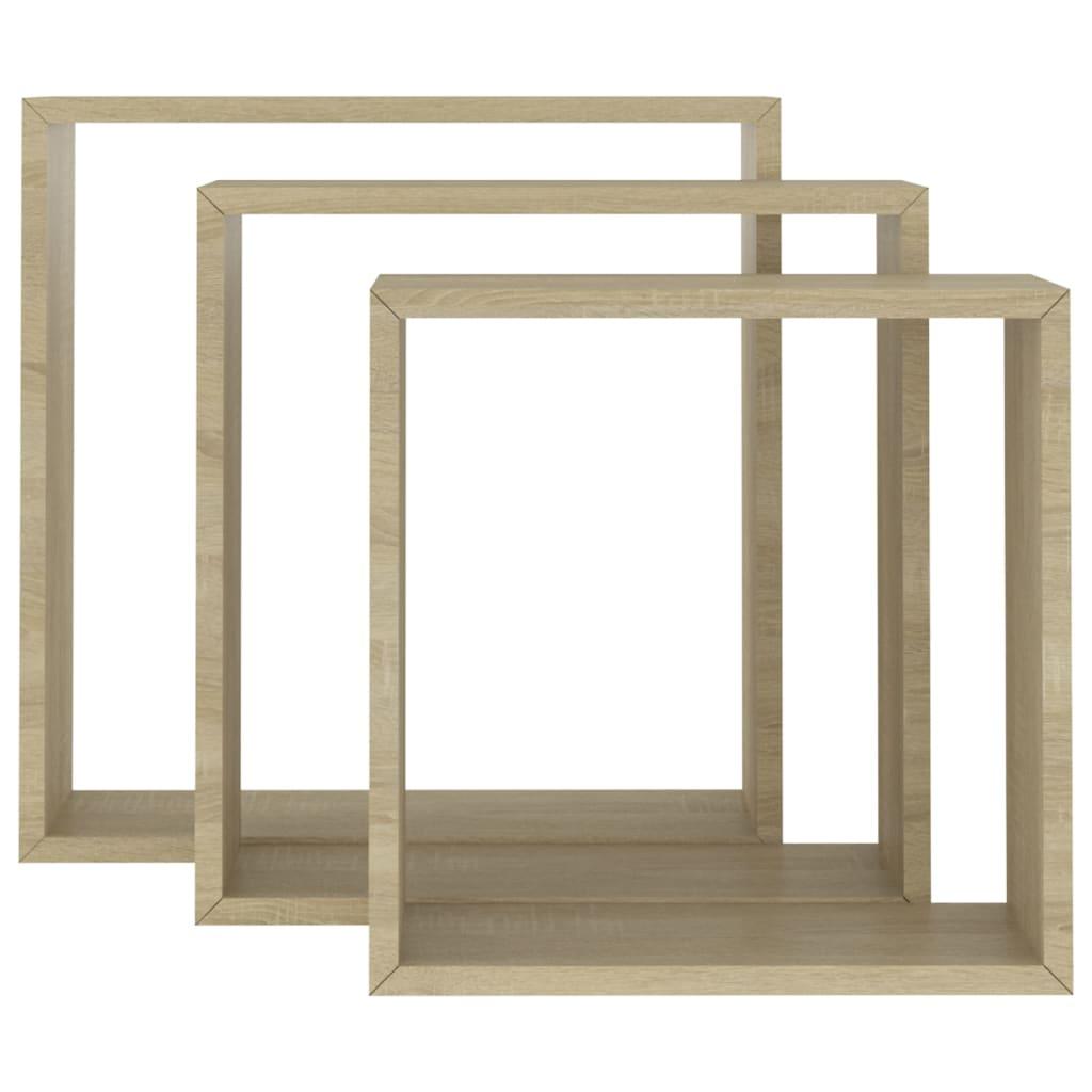 Wall Cube Shelves 3 pcs Sonoma Oak at Set Shop and Smile