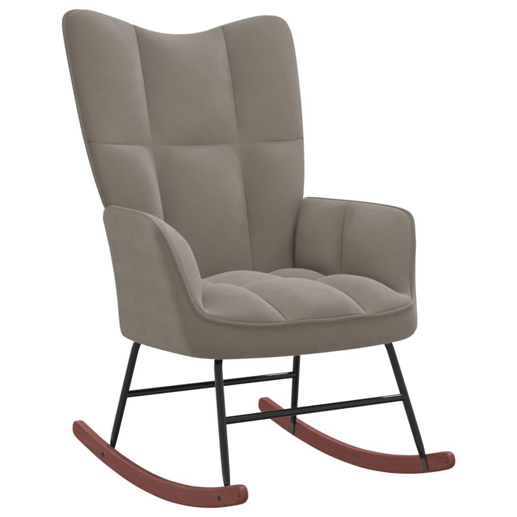 Rocking Chair with Ottoman Light Gray Velvet at Set Shop and Smile
