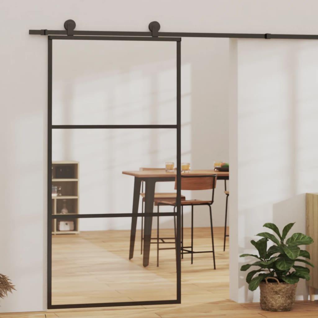 Sliding Door ESG Glass and Aluminum 40.2"x80.7" Black at Set Shop and Smile