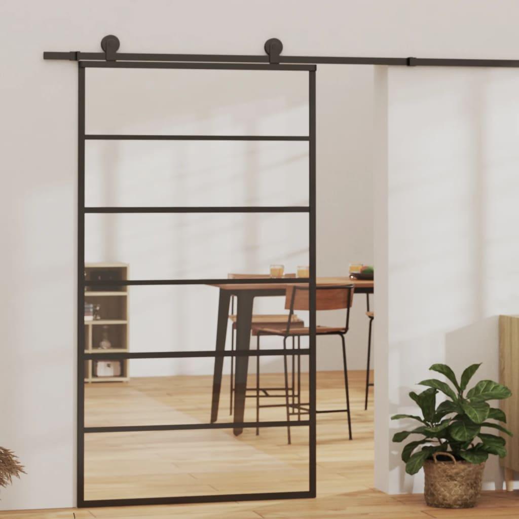 Sliding Door ESG Glass and Aluminum 40.2"x80.7" Black at Set Shop and Smile