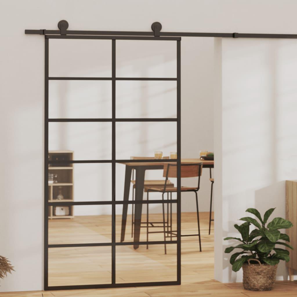 Sliding Door ESG Glass and Aluminum 40.2"x80.7" Black at Set Shop and Smile