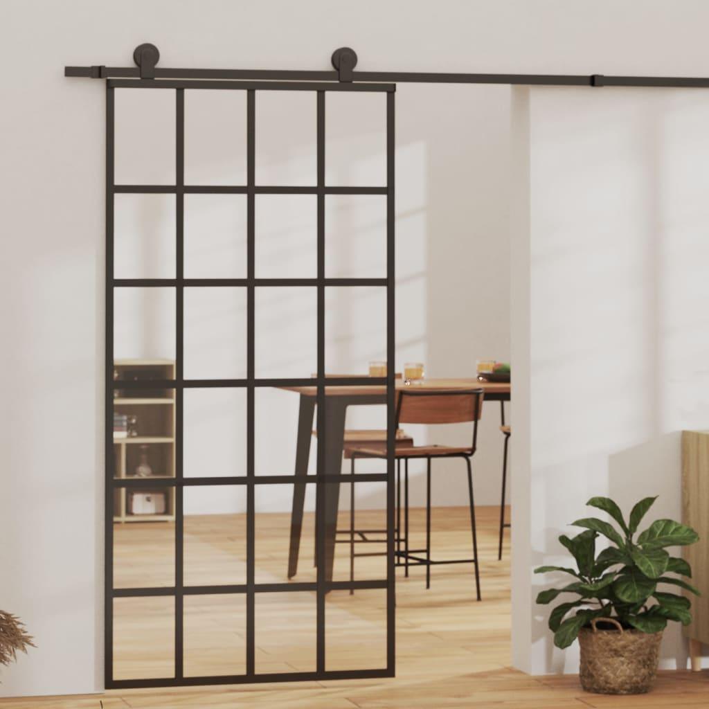 Sliding Door ESG Glass and Aluminum 40.2"x80.7" Black at Set Shop and Smile
