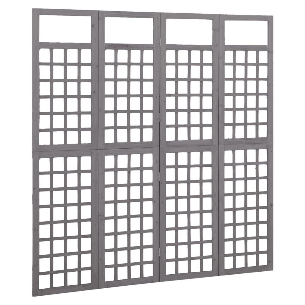 4-Panel Room Divider/Trellis Solid Fir Wood Gray 63.4"x70.9" at Set Shop and Smile