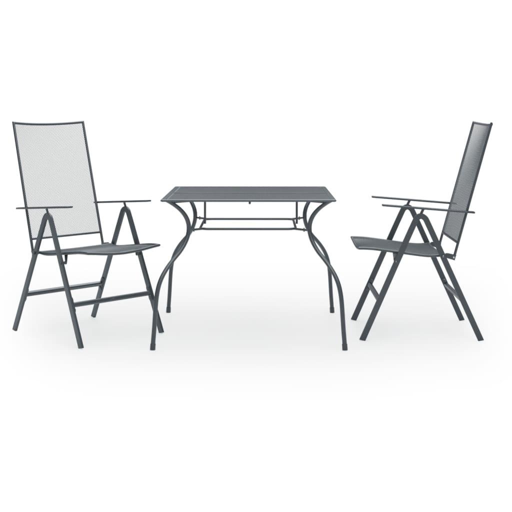 3 Piece Patio Dining Set Steel Anthracite at Set Shop and Smile
