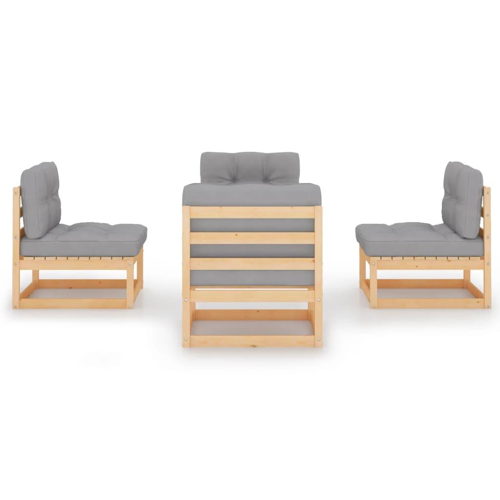 4 Piece Patio Lounge Set with Cushions Solid Pinewood at Set Shop and Smile