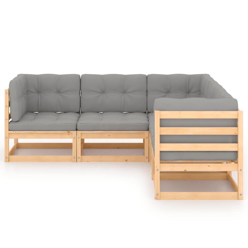 5 Piece Patio Lounge Set with Cushions Solid Pinewood at Set Shop and Smile