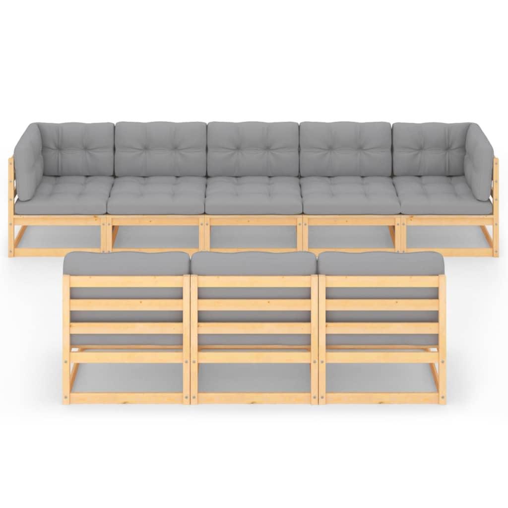 8 Piece Patio Lounge Set with Cushions Solid Pinewood at Set Shop and Smile