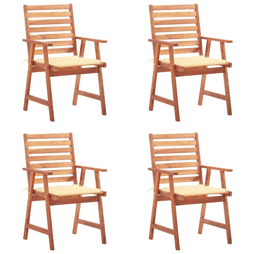 Patio Dining Chairs 4 pcs with Cushions Solid Acacia Wood at Set Shop and Smile