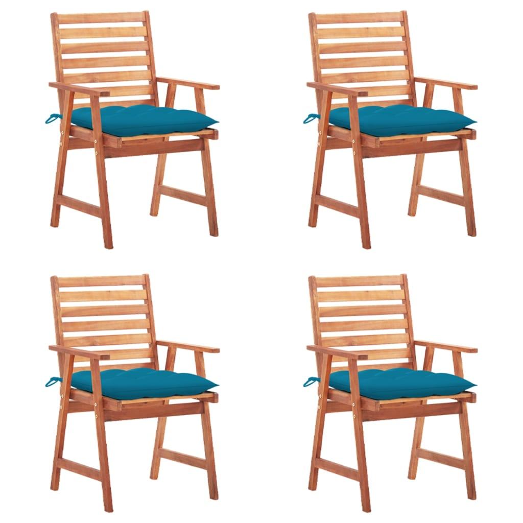 Patio Dining Chairs 4 pcs with Cushions Solid Acacia Wood at Set Shop and Smile