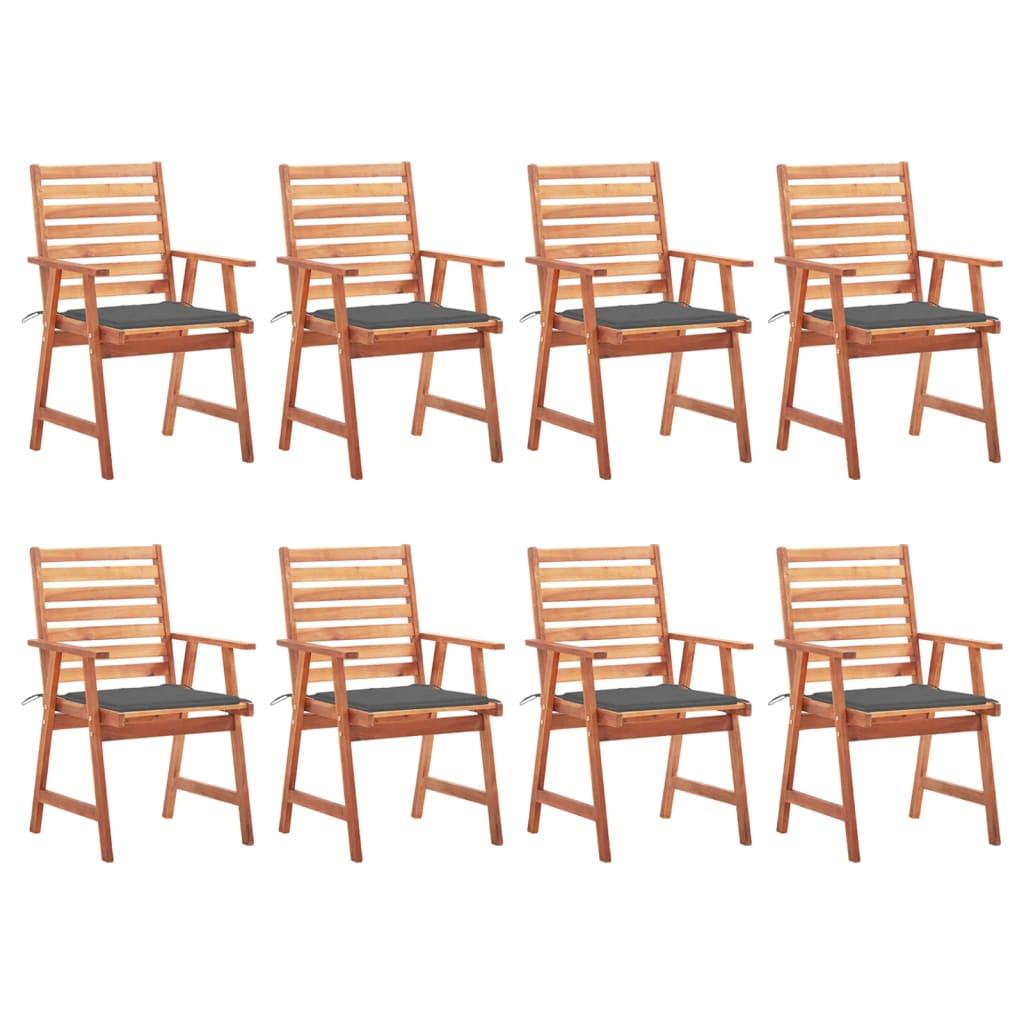 Patio Dining Chairs 8 pcs with Cushions Solid Acacia Wood at Set Shop and Smile