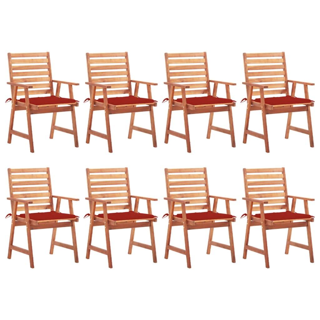 Patio Dining Chairs 8 pcs with Cushions Solid Acacia Wood at Set Shop and Smile