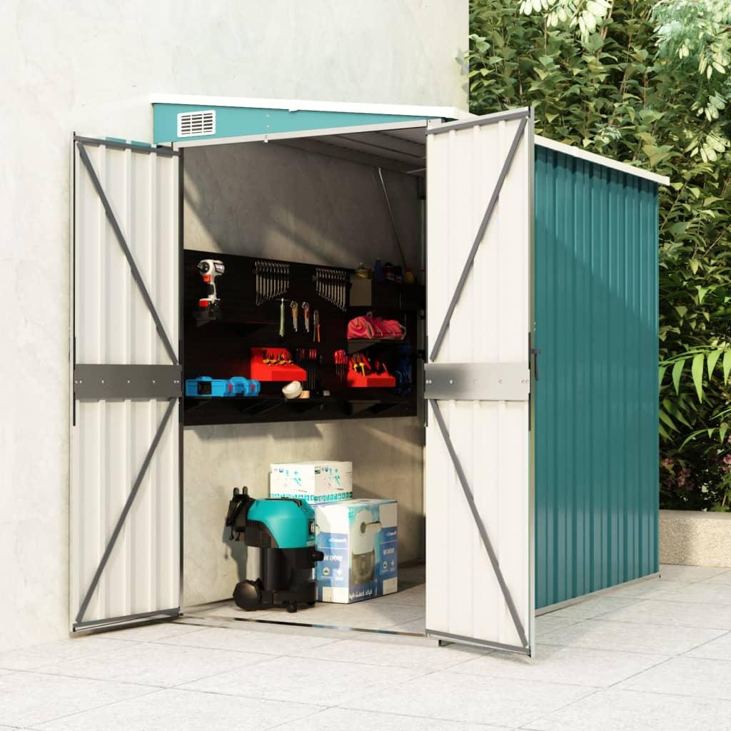 Wall-mounted Garden Shed Green 46.5"x76.4"x70.1" Galvanized Steel at Set Shop and Smile