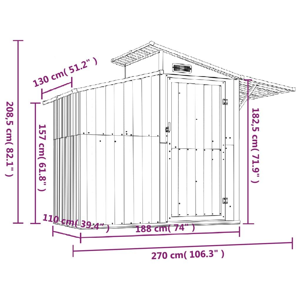 Garden Shed Anthracite 106.3"x51.2"x82.1" Galvanized Steel at Set Shop and Smile