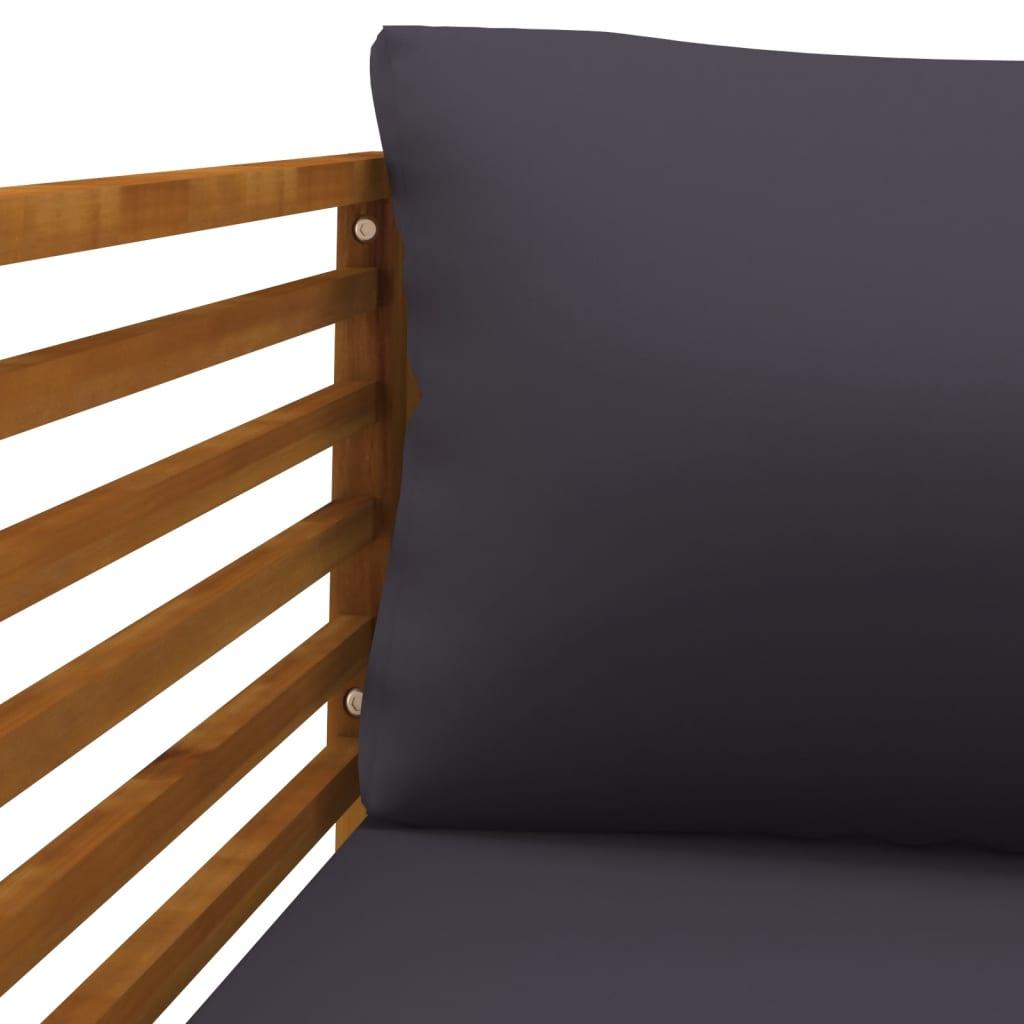 Patio Chair with Dark Gray Cushions Solid Acacia Wood at Set Shop and Smile