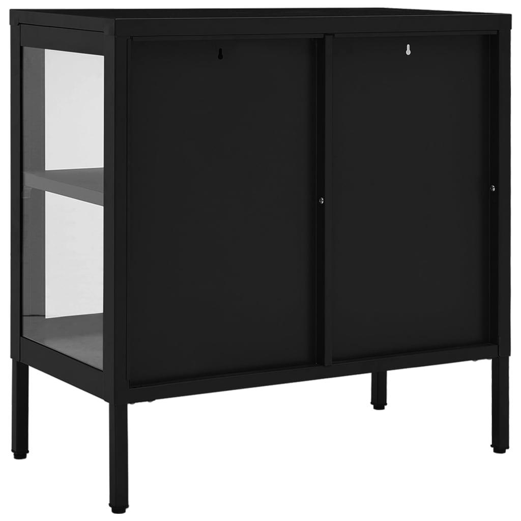 Sideboard Black 27.6"x13.8"x27.6" Steel and Glass at Set Shop and Smile