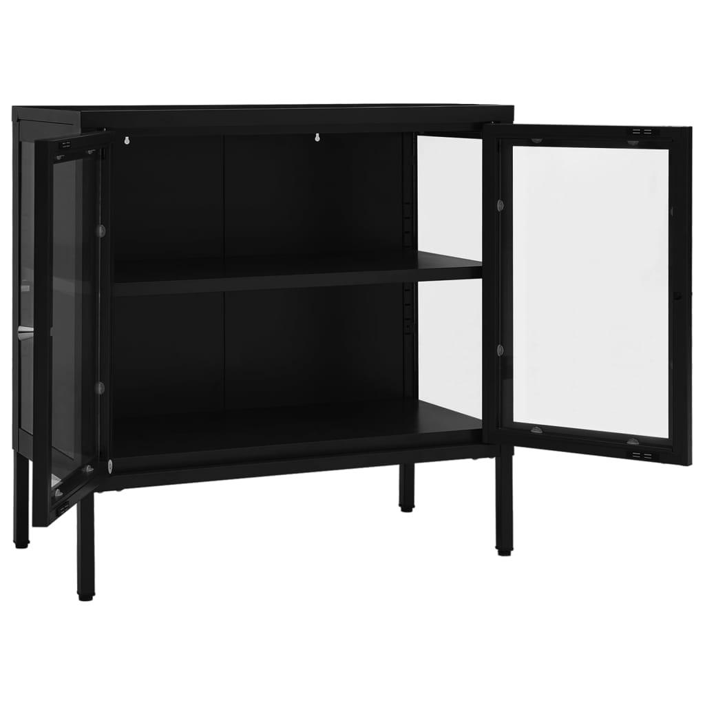 Sideboard Black 27.6"x13.8"x27.6" Steel and Glass at Set Shop and Smile