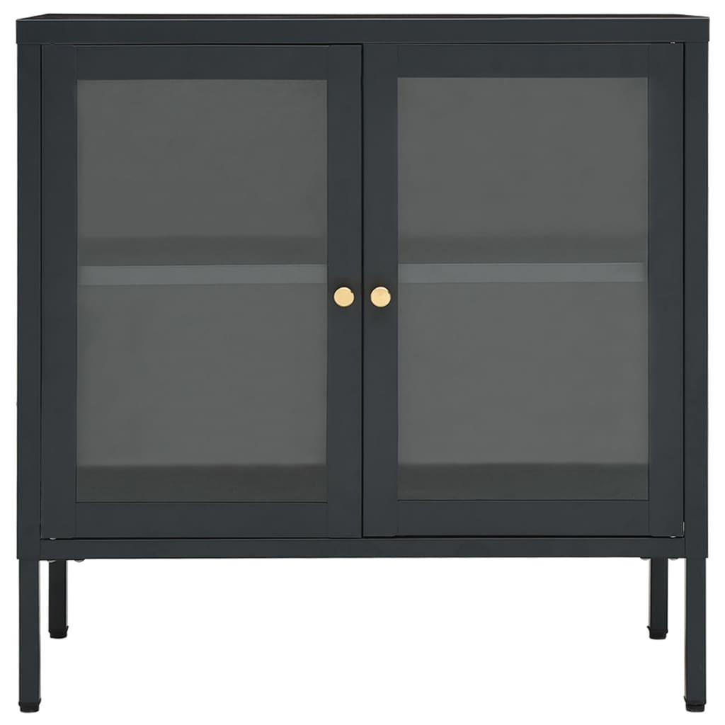 Sideboard Anthracite 27.6"x13.8"x27.6" Steel and Glass at Set Shop and Smile