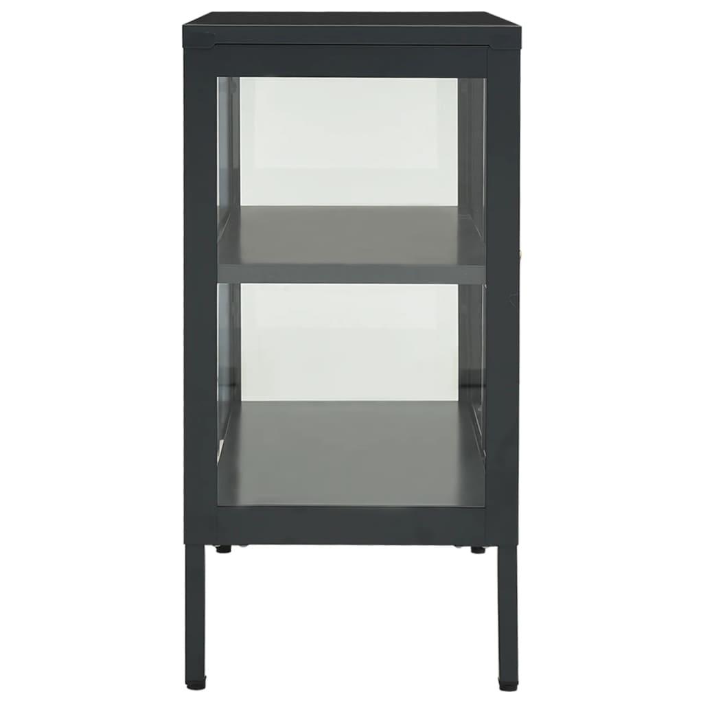 Sideboard Anthracite 27.6"x13.8"x27.6" Steel and Glass at Set Shop and Smile
