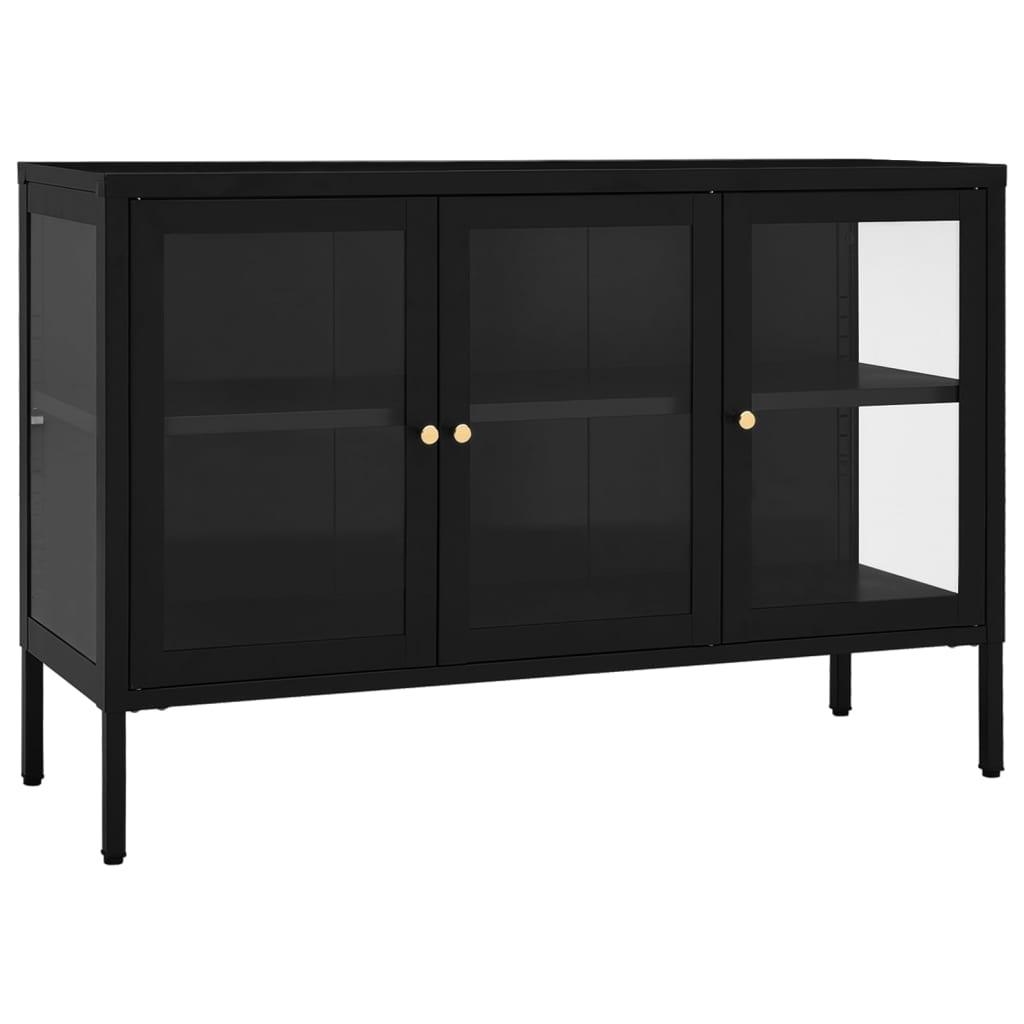 Sideboard Black 41.3"x13.8"x27.6" Steel and Glass at Set Shop and Smile