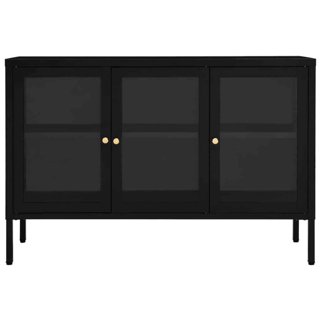 Sideboard Black 41.3"x13.8"x27.6" Steel and Glass at Set Shop and Smile