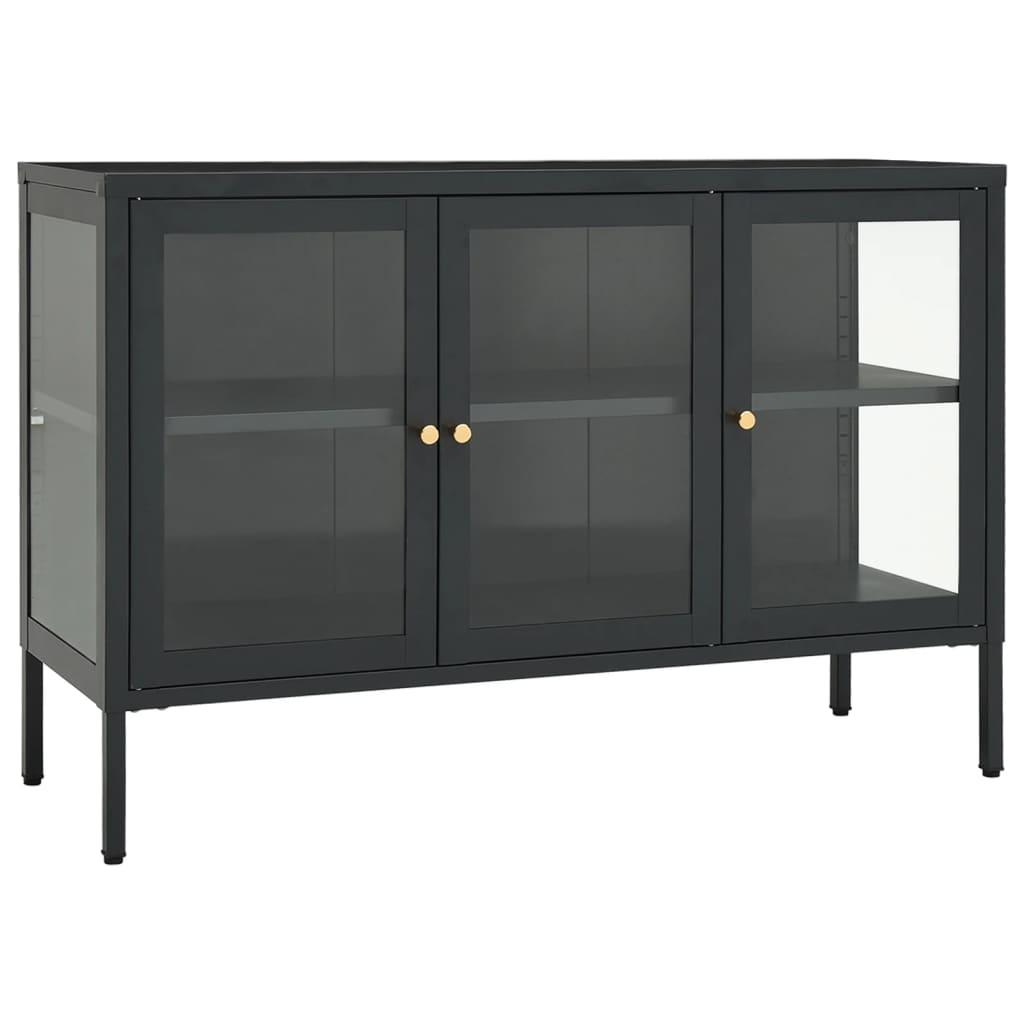 Sideboard Anthracite 41.3"x13.8"x27.6" Steel and Glass at Set Shop and Smile
