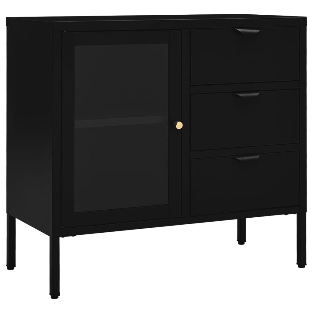 Sideboard Black 29.5"x13.8"x27.6" Steel and Tempered Glass at Set Shop and Smile