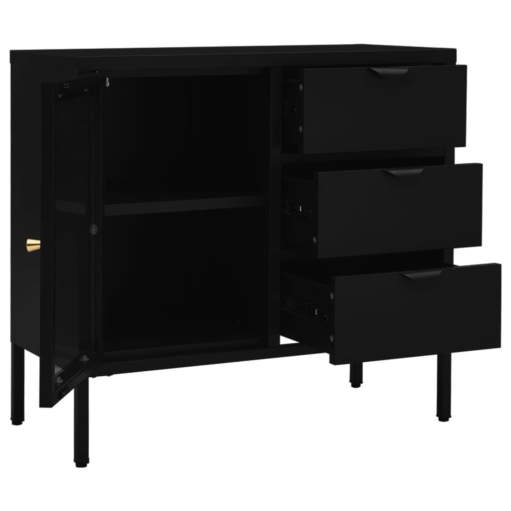 Sideboard Black 29.5"x13.8"x27.6" Steel and Tempered Glass at Set Shop and Smile
