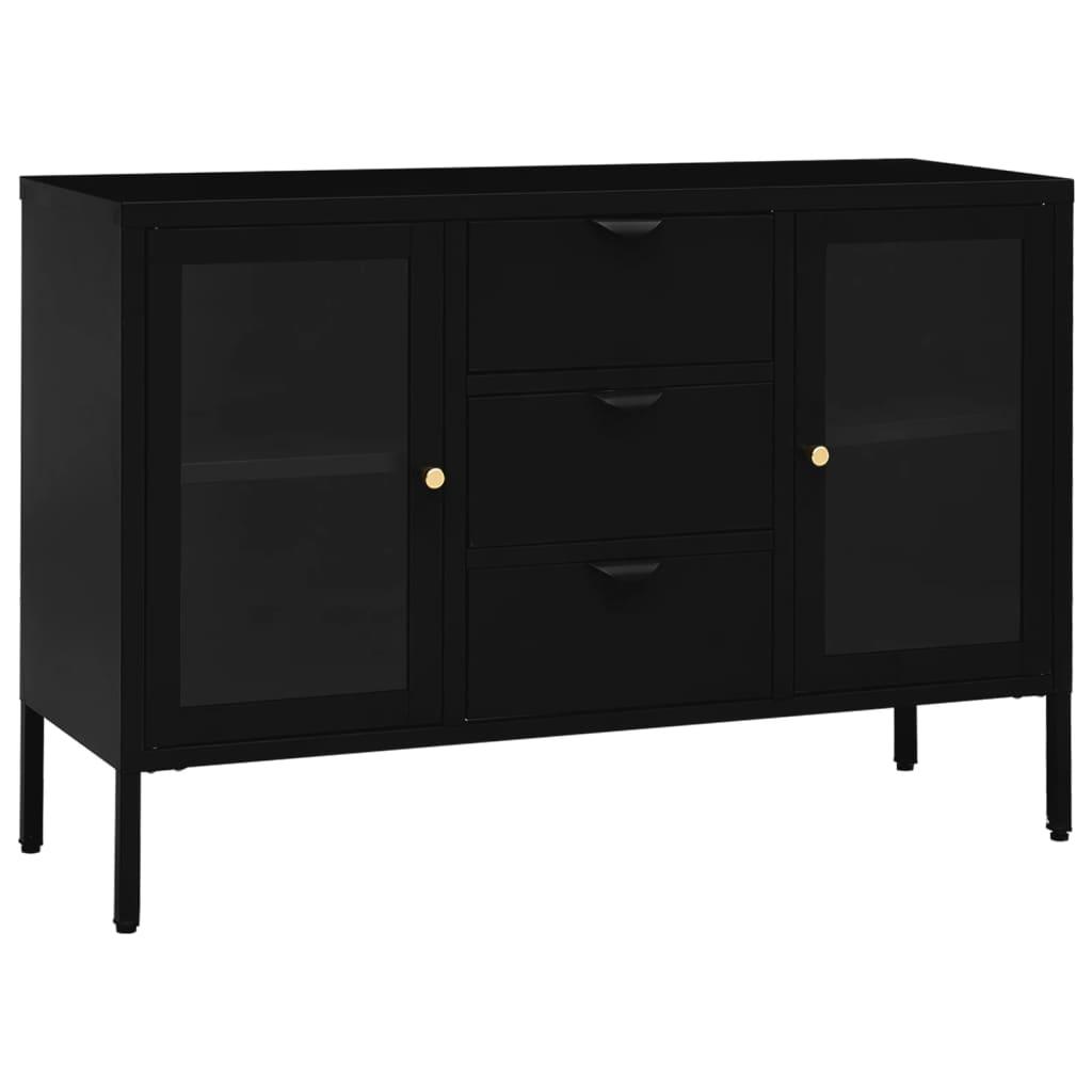 Sideboard Black 41.3"x13.8"x27.6" Steel and Tempered Glass at Set Shop and Smile