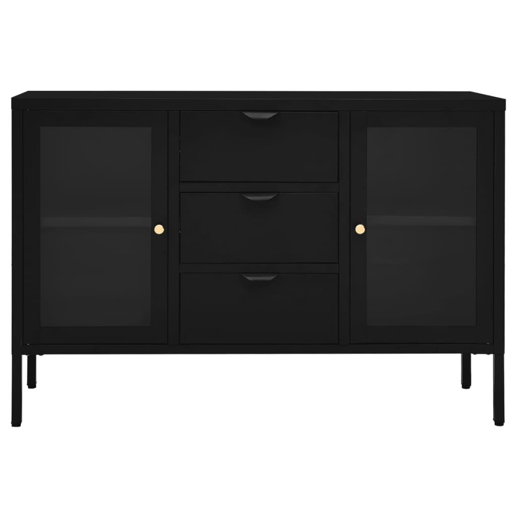Sideboard Black 41.3"x13.8"x27.6" Steel and Tempered Glass at Set Shop and Smile