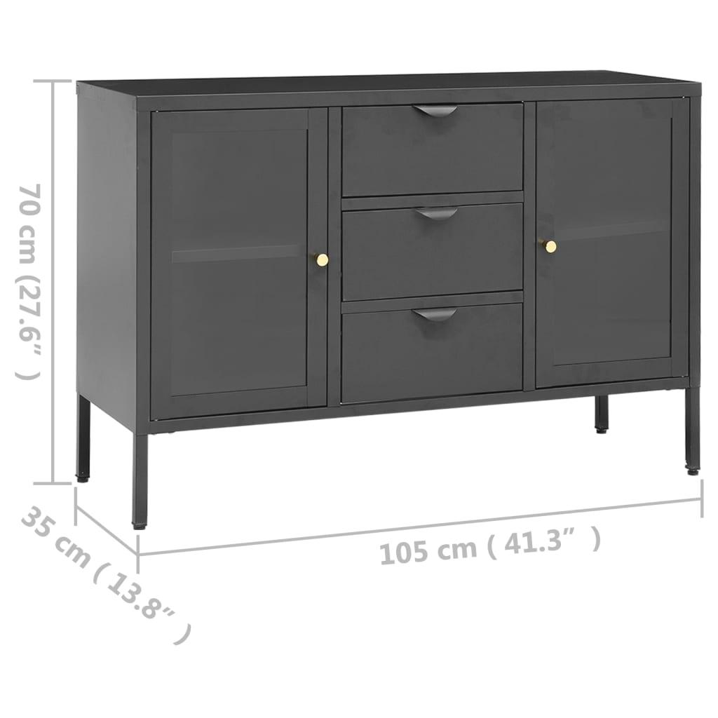 Sideboard Anthracite 41.3"x13.8"x27.6" Steel and Tempered Glass at Set Shop and Smile