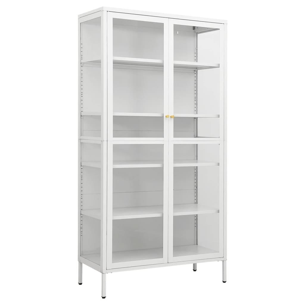 Display Cabinet White 35.4"x15.7"x70.9" Steel and Tempered Glass at Set Shop and Smile