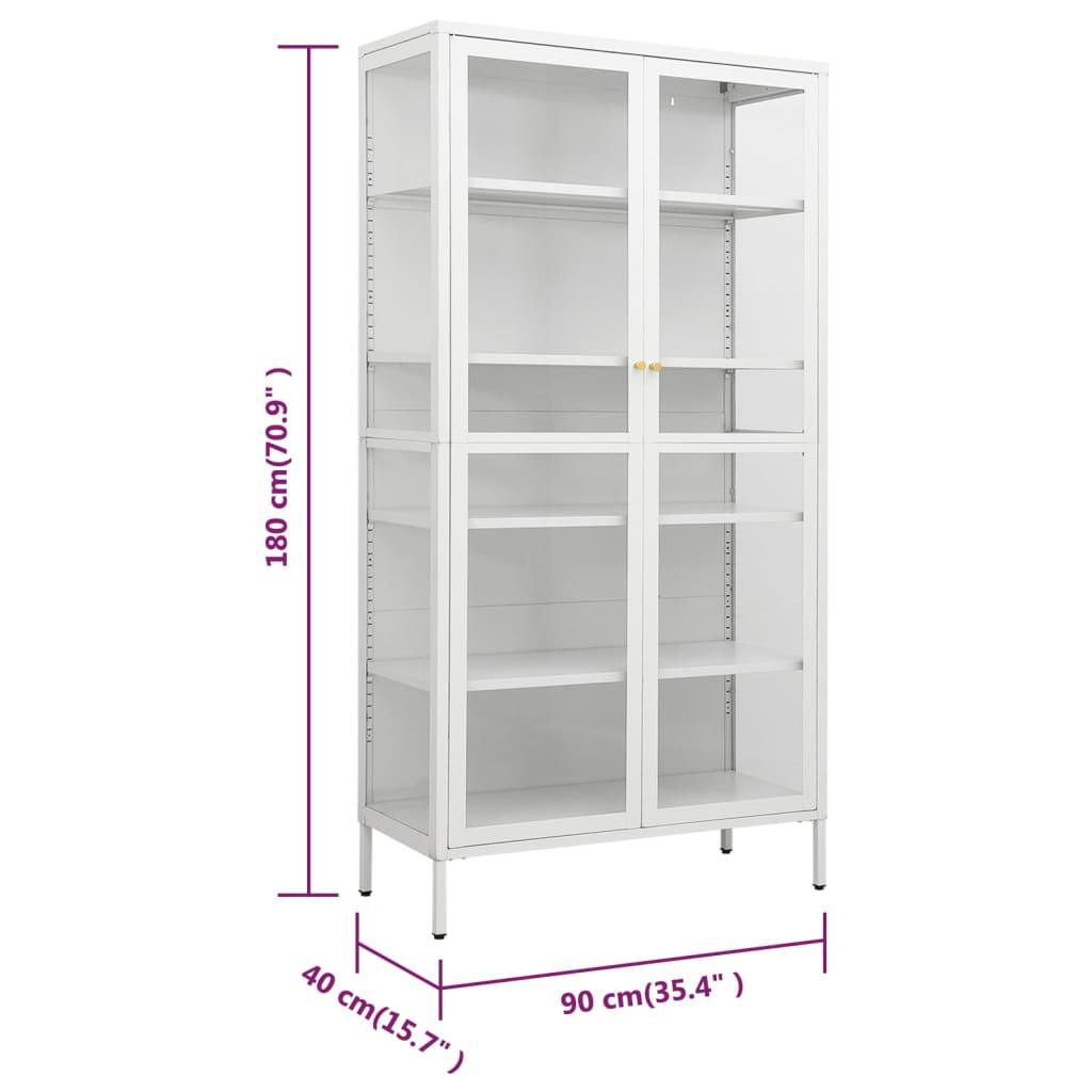 Display Cabinet White 35.4"x15.7"x70.9" Steel and Tempered Glass at Set Shop and Smile