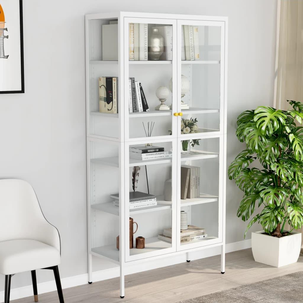Display Cabinet White 35.4"x15.7"x70.9" Steel and Tempered Glass at Set Shop and Smile