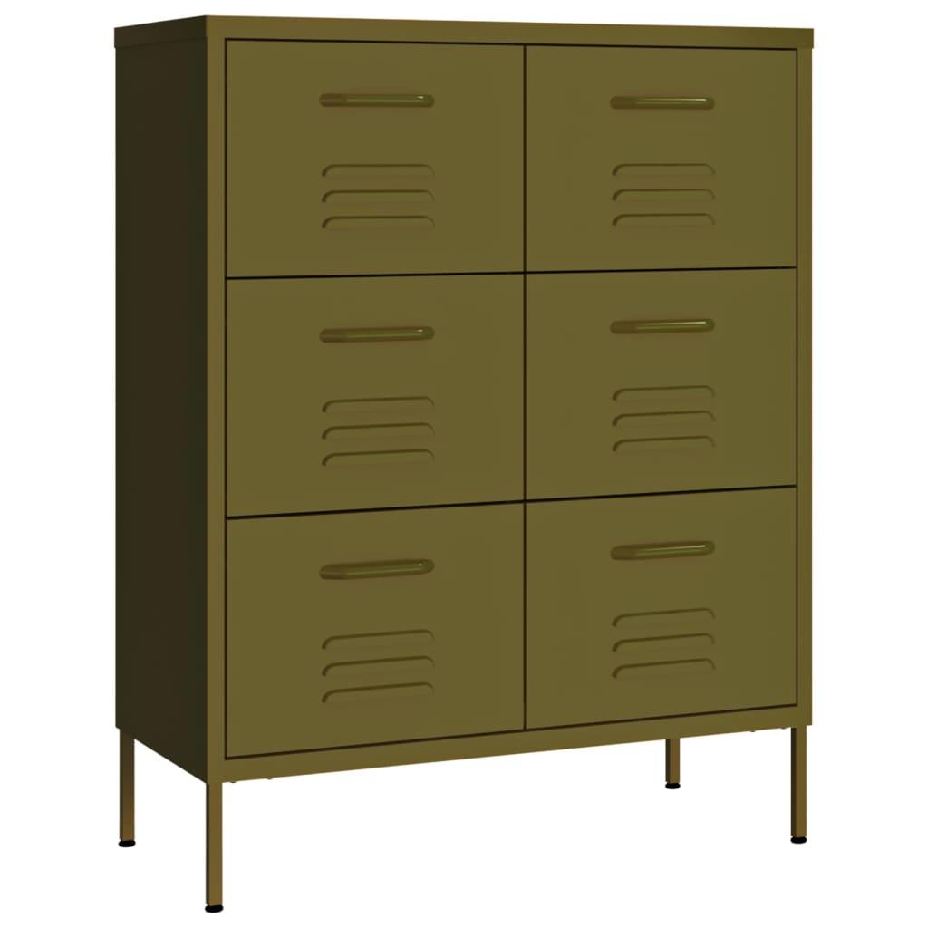 Drawer Cabinet Olive Green 31.5"x13.8"x40" Steel at Set Shop and Smile