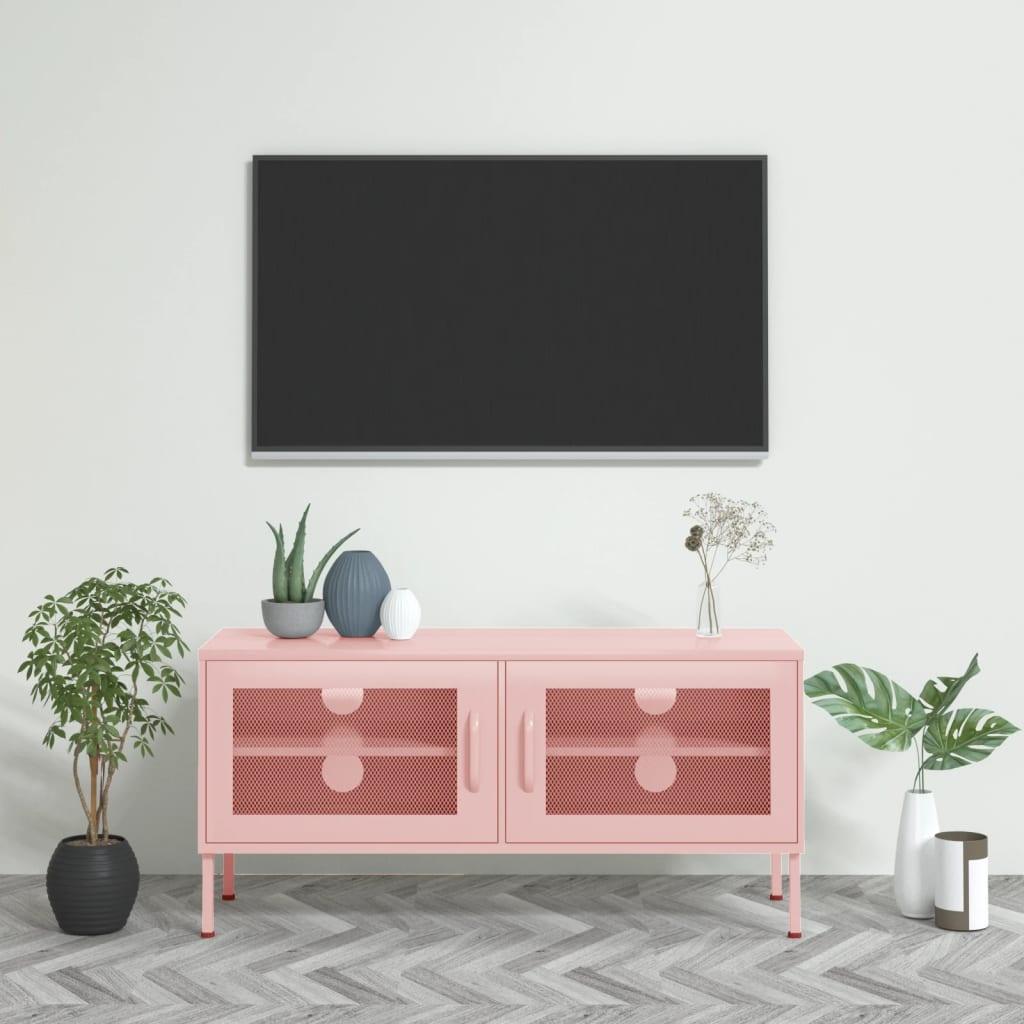 TV Stand Pink 41.3"x13.8"x19.7" Steel at Set Shop and Smile