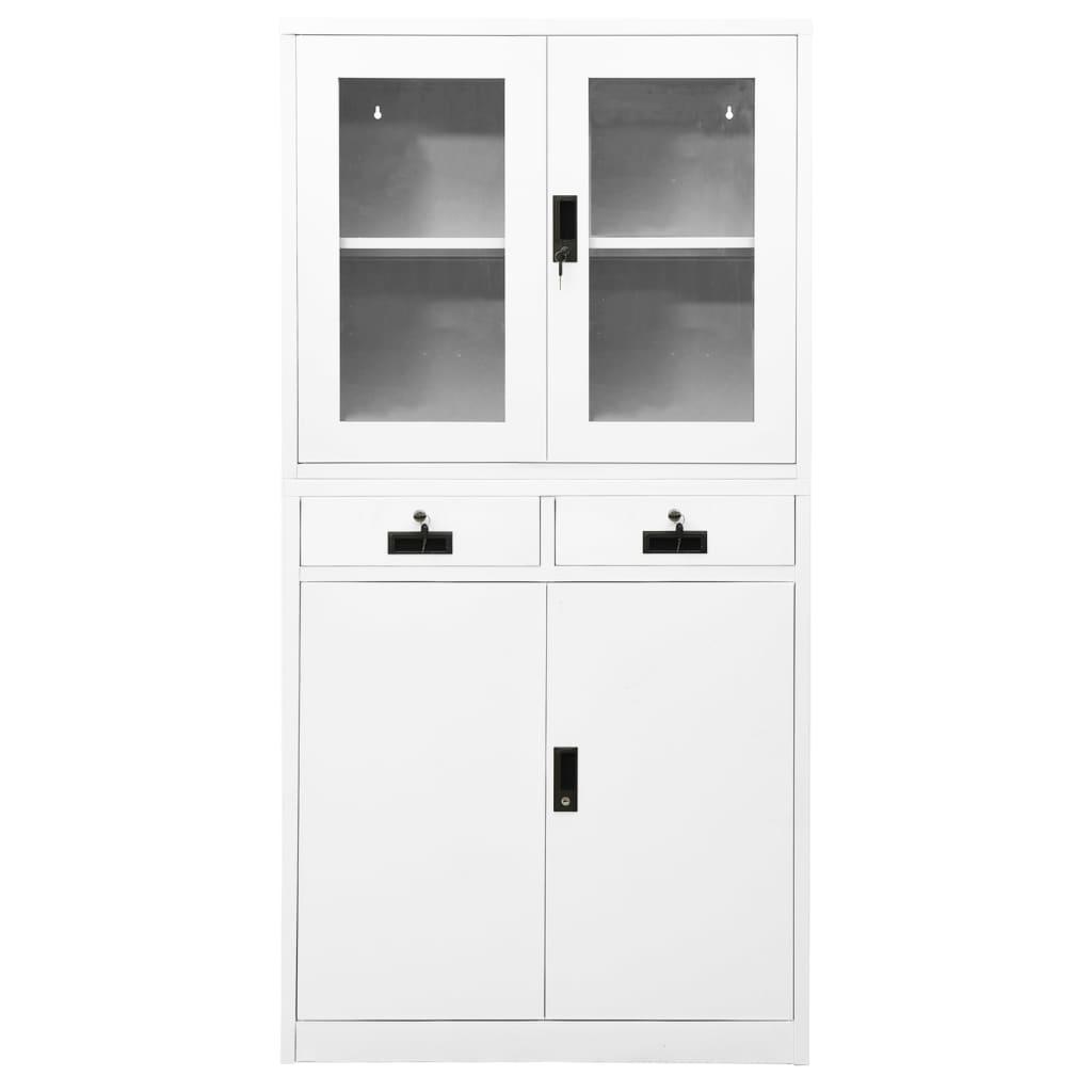 Office Cabinet White 35.4"x15.7"x70.9" Steel and Tempered Glass at Set Shop and Smile