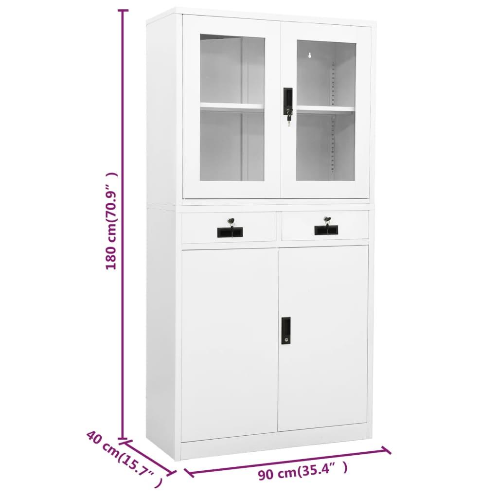 Office Cabinet White 35.4"x15.7"x70.9" Steel and Tempered Glass at Set Shop and Smile
