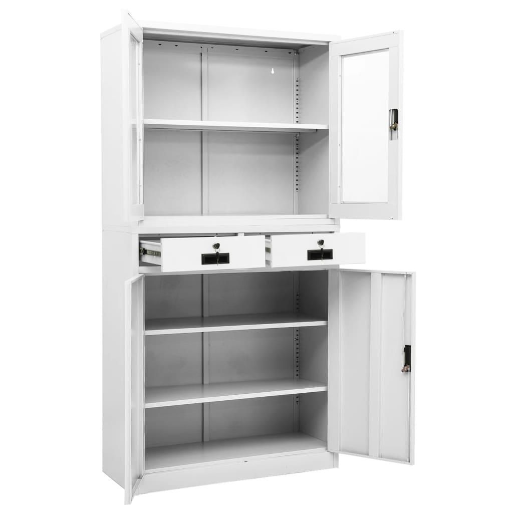 Office Cabinet White 35.4"x15.7"x70.9" Steel and Tempered Glass at Set Shop and Smile